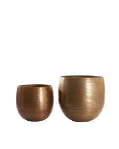 Pot deco S/2 Ø35,5x36,5+Ø45x45,5 cm LISBOA antique gold