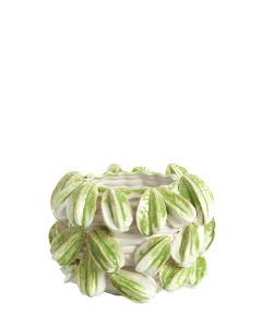 Vase deco 33,5x33x23 cm CARAMBOLA ceramics cream+green