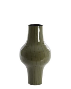 Vase deco Ø22x40 cm SINDO shiny dark olive green+black