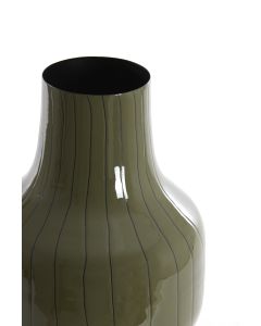 Vase deco Ø27x49 cm SINDO shiny dark olive green+black