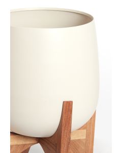 Pot on base deco Ø36x50 cm KARUNA wood+matt cream