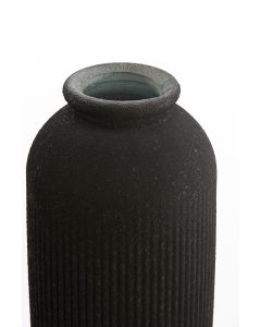 D - Vase Ø30x70 cm CAMPOS glass texture matt black
