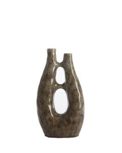 Vase deco 22x11x41 cm KATHA ceramics shiny brown