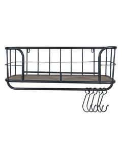 Wall rack iron and wood 60x21x24 cm - pcs