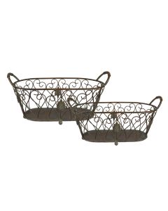 Iron basket (2) 60x30x26 / 49x23x22 cm - set (2) 