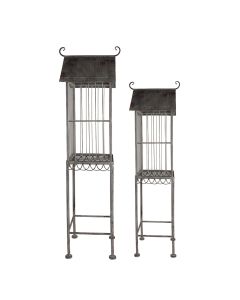 Decoration birdcage (2) 35x26x117 / 27x21x99 cm - set (2)