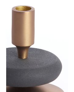 Candle stick Ø11x12 cm VELOUS brown-bronze+matt black