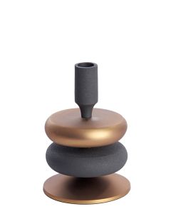 Candle stick Ø11x16 cm VELOUS brown-bronze+matt black