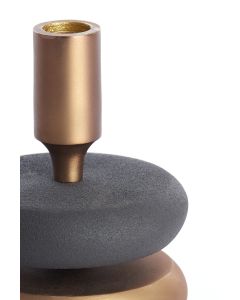 Candle stick Ø11x20 cm VELOUS brown-bronze+matt black