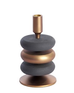 Candle stick Ø11x20 cm VELOUS brown-bronze+matt black