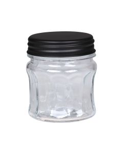 Storage jar w. grooves & black lid