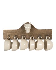 Wall rack with 6 mugs 48x9x17 cm - set     