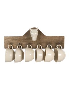 Wall rack with 6 mugs 48x9x17 cm - set