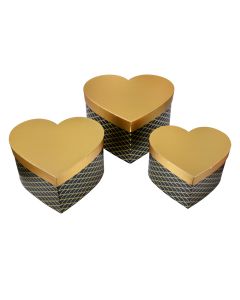 Storage box heart (3) 27x24x15 / 24x21x14 / 21x19x12 cm - set (3) 