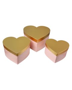 Storage box heart (3) 27x24x15 / 24x21x14 / 21x19x12 cm - set (3)