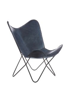 Chair 72x72x84 cm BUTTERFLY leather blue