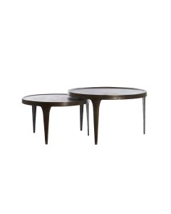 Coffee table S/2 Ø64x39+Ø75x44 cm TOBIAS dark brown