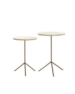 Side table S/2 Ø36x50+Ø40x54 cm GIMI cream travert+ant bronz