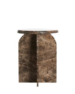 Side table Ø41x56 cm OTINIA marble dark brown