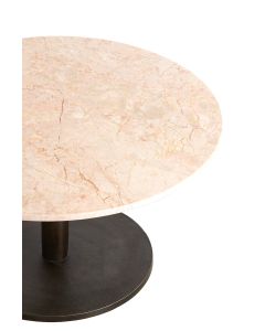 Coffee table Ø76x36 cm PAZO sand-pink marble+dark brown