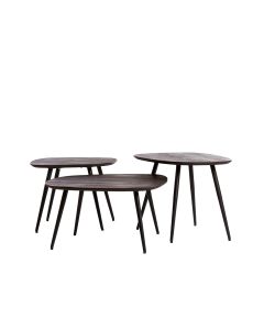 Coffee table S/3 max 62x42x38 cm VIEJO wood brown+black