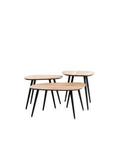 Coffee table S/3 max 62x42x38 cm VIEJO wood natural+black