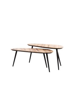 Coffee table S/2 84x39x34+84x39x39 cm VIEJO wood natural+blk