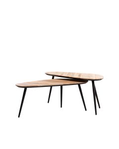 Coffee table S/2 84x39x34+84x39x39 cm VIEJO wood natural+blk