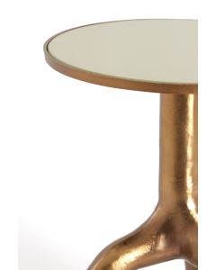 Side table Ø40,5x53 cm MELLO shiny brown bronze+glass taupe