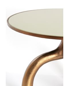Coffee table Ø65x44 cm MELLO shiny brown bronze+glass taupe