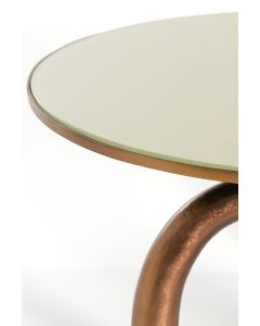 Coffee table Ø76x40 cm MELLO shiny brown bronze+glass taupe