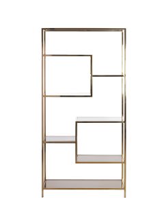 Cabinet open 100x36x200 cm LUSAKO glass brown-light gold