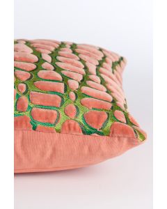 Cushion 45x45 cm TOMBA green+coral