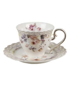 Cup and saucer 12x9x7 cm / Ø 15x1 cm / 200 ml - pcs