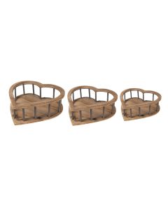 Wooden basket (set 3) 33x33x10 / 26x26x9 / 20x20x8 cm - set (3) 