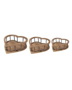 Wooden basket (set 3) 33x33x10 / 26x26x9 / 20x20x8 cm - set (3)