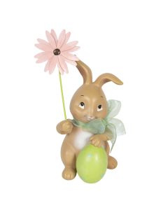 Decoration rabbit with flower 9x9x17 cm - pcs     