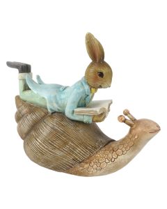 Decoration lying rabbit on snail 16x8x14 cm - pcs     