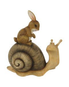 Decoration rabbit sitting on snail 13x6x14 cm - pcs     