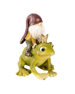 Decoration gnome on frog 7x7x9 cm - pcs