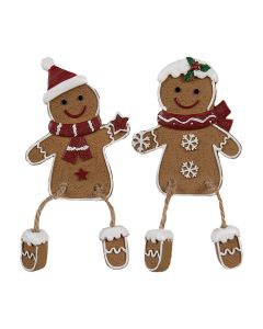 Decoration gingerbread men (2) 7x2x9 cm - set (2)