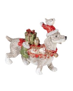 Decoration dog with Santa hat 10x3x8 cm - pcs     