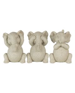 Decoration elephants hear see and be silent (3) 6x5x9 cm - set (3) 