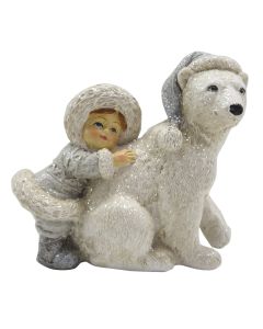 Decoration child with polar bear 11x6x11 cm - pcs