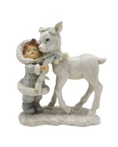 Decoration child with deer 12x6x13 cm - pcs