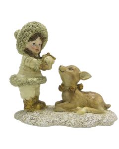 Decoration child with deer 12x6x12 cm - pcs