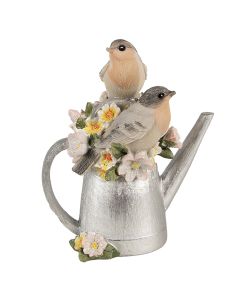 Decoration birds on watering can 11x8x13 cm - pcs