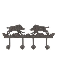 Coat rack wild boars 4 hooks 41x7x20 cm - pcs     