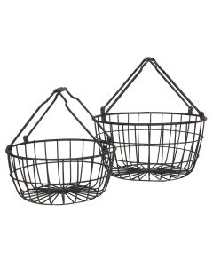 Iron basket (2) ? 30x17 / ? 25x13 cm - set (2) 