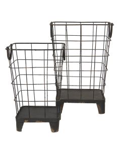 Iron basket (2) 32x32x47 / 25x25x38 cm - set (2) 